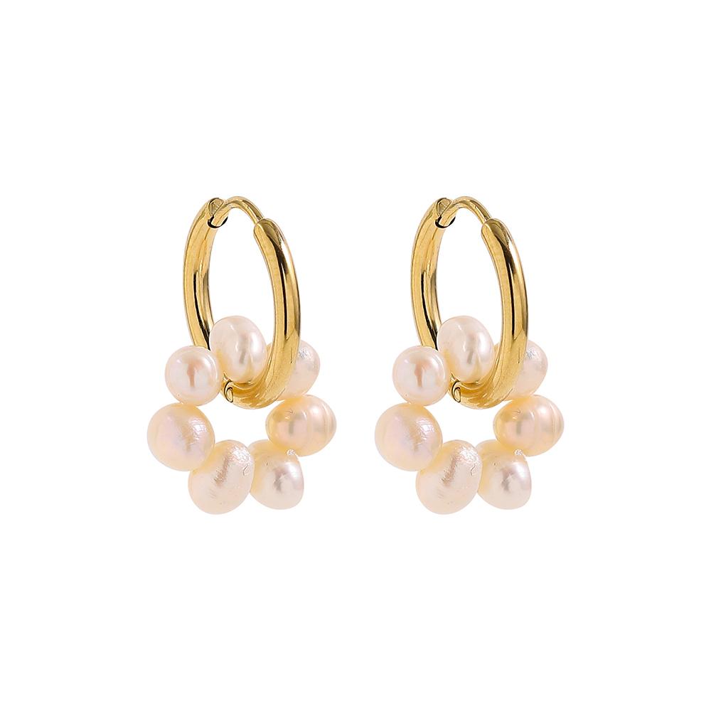 2022 New Pearl Small Circle Hoop Earrings for Women Gold Plated Piercing Ear Buckle Huggies Pearls Eardrop Minimalist Zircon