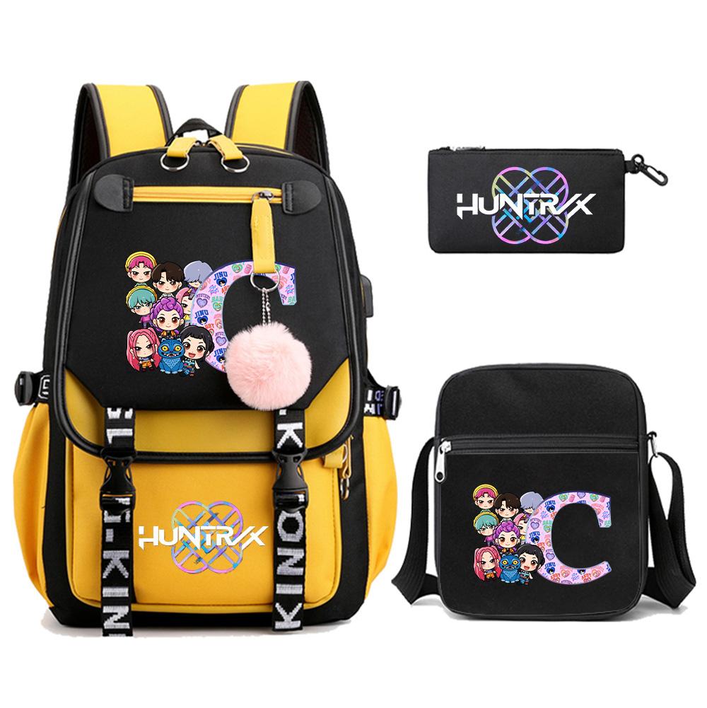 

3Pcs/set Anime K-pop Demon Hunters Printed Backpack with Shoulder Bag for Teenager Student Girl Boy Bookbag Large Capacity Travel Bag Kid Gift Rucksak