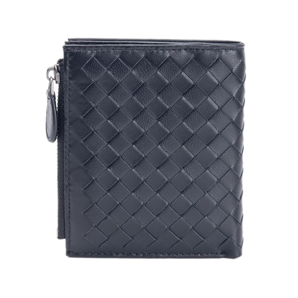 Women's Genuine Leather Hand-Woven Lambskin Wallet - Short, Large Capacity Coin Purse & Card Holder