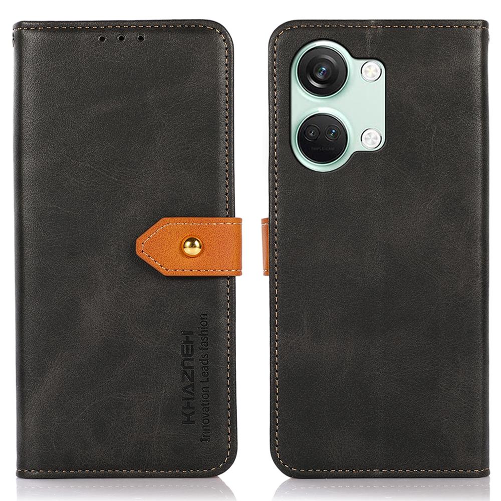 

KHAZNEH Для OnePlus Nord 3 5G/Ace 2V Чехол из ПУ кожи с текстурой коровьей кожи Чехол для телефона Подставка для телефона Обложка Кошелек Black