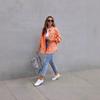 New denim jacket women's solid color loose jacket ripped long sleeve women's denim shirt