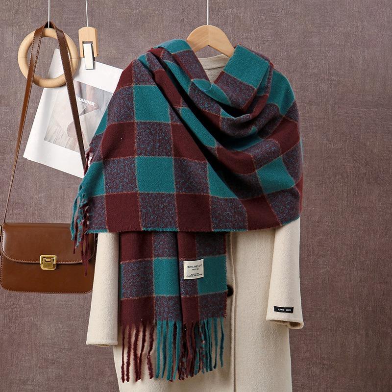Imitation Cashmere Scarf Women's Fashion Autumn and Winter High-end Plaid Scarf New Men's Scarf Shawl