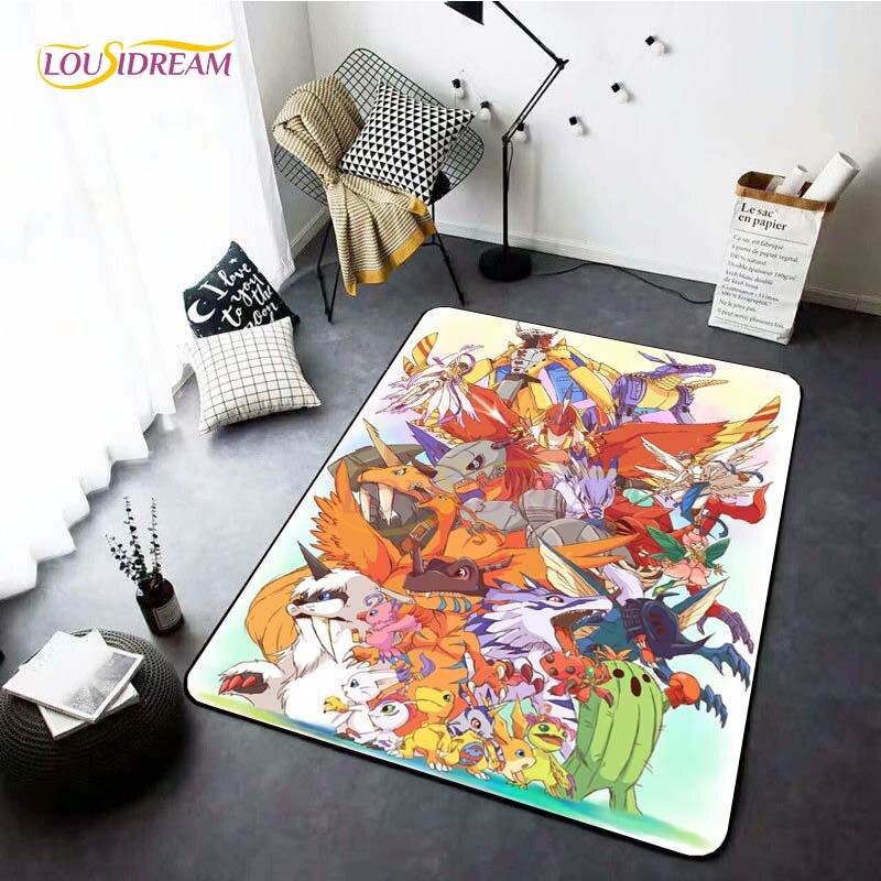 Neue Cartoon Digimon Teppiche für Wohnzimmer Rom Anime Teppich Schlafzimmer weiche Bodenmatte Anti-Rutsch-Fußmatte Home Decor Geschenk Picknick