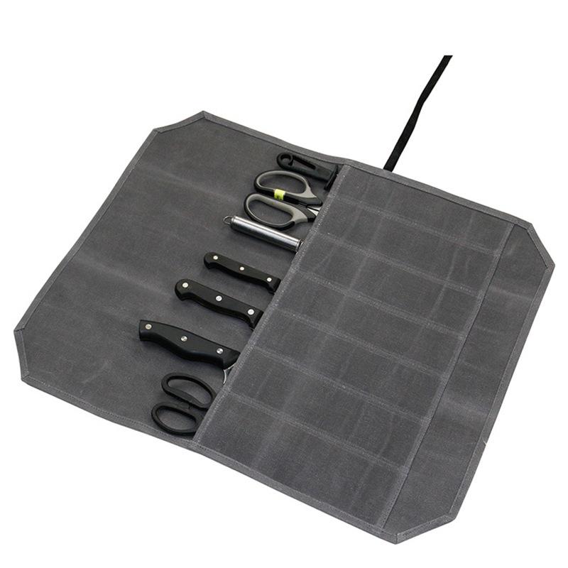 Chef Knife Bag Canvas Knife Roll Bag Kitchen Cooking Portable Durable Carry Bag Knife Storage Pockets Knives Accessories