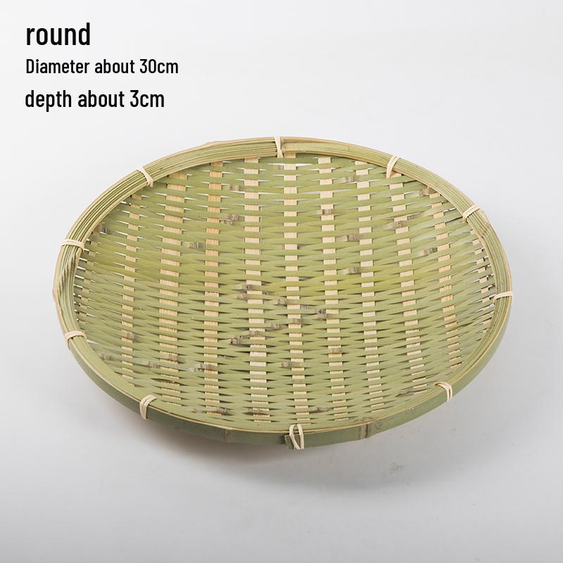 Handmade Bamboo Weaving Sieve Basket Storage and Snack Plate Set