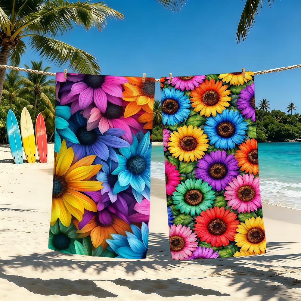 Towel For Outdoor Camping Sunflower Beach Towel Super Absorbent Quick-Drying Colorful Summer Towel