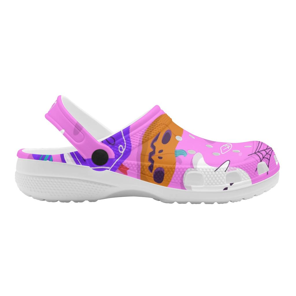 White Color Printed EVA Clogs Women Men Lightweight Breathable Garden Shoes Slip On Beach Pool Bathroom Home Sandals