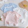 Sweet Girls Faux Two Piece Lace Trim Short Sleeve T Shirt Breathable Summer Baby Top Comfortable Casual Tee For Toddler