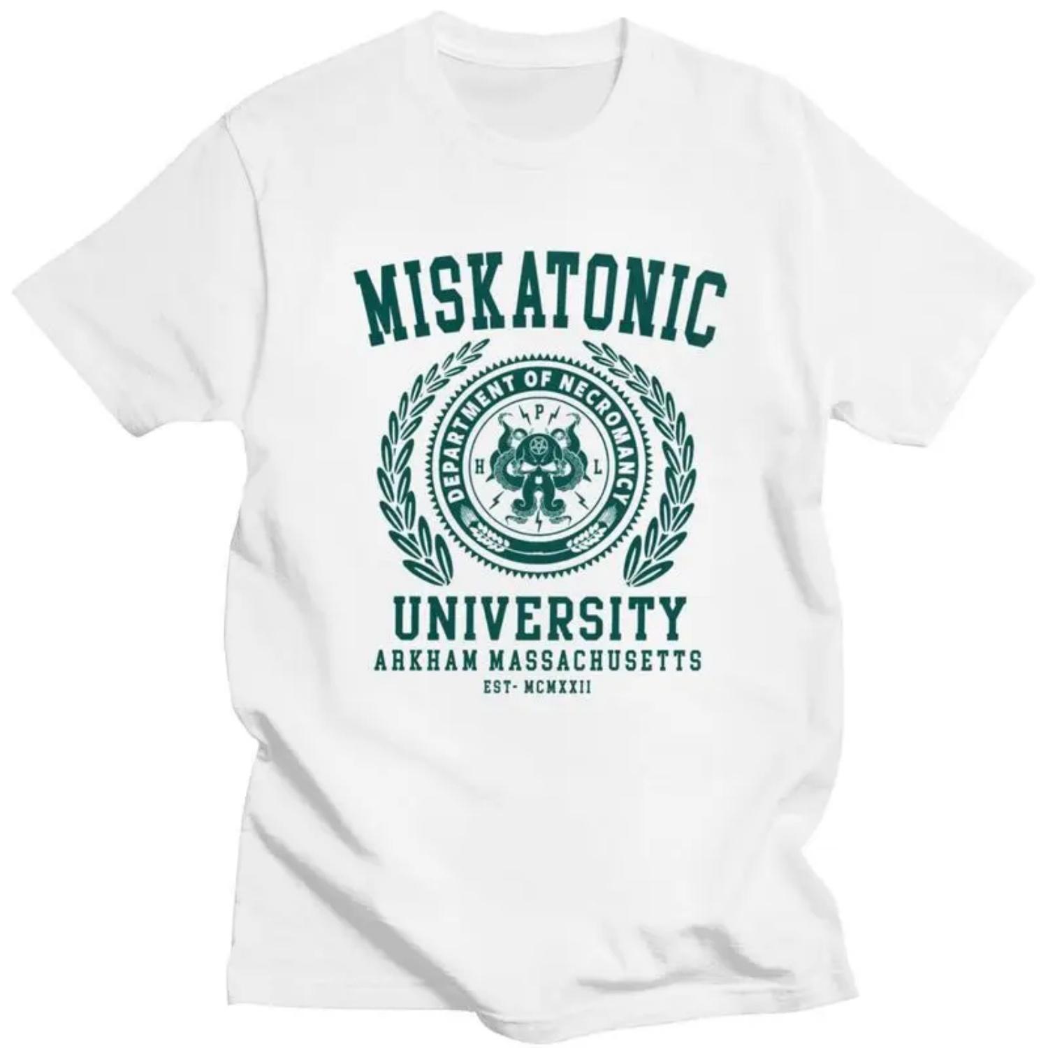 Custom Lovecraft Cthulhu Miskatonic University Tshirts for Men Short Sleeve Casual T-shirts Loose Fit 100% Cotton Tees Gift Idea S чёрный