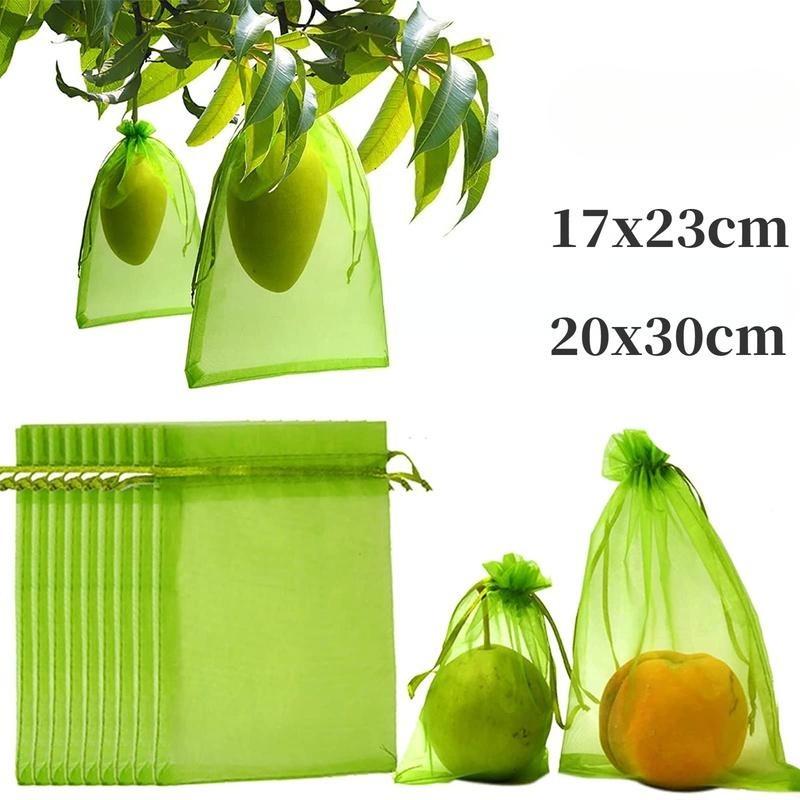 10pcs Bird And Insect Proof Fruit Mesh Bag, Breathable And Transparent Bundle Mouth Protective Cover, Specialized Bag For Gardening Fruit Trees