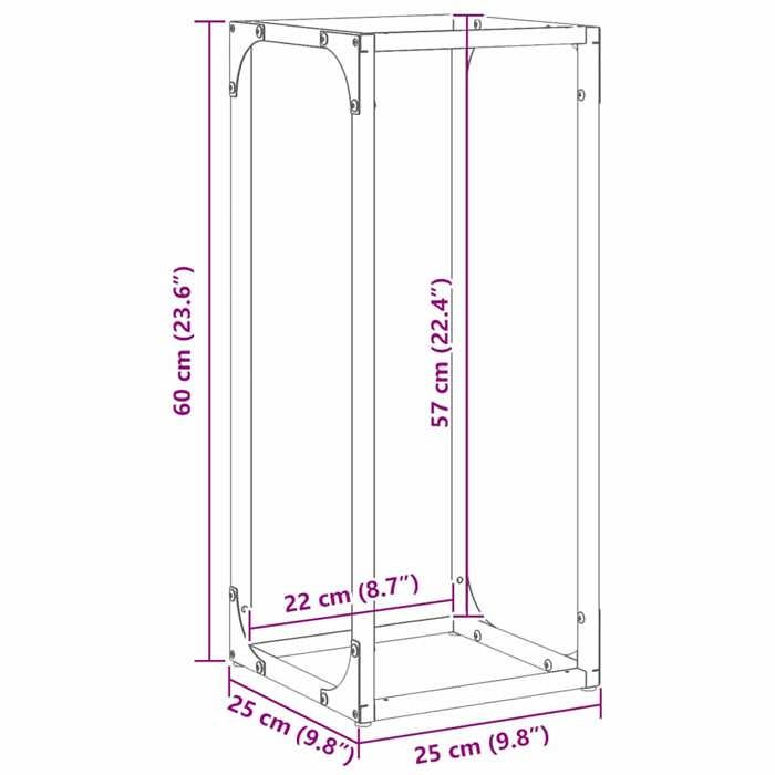 VidaXL Portant de bois chauffage anthracite 25x25x60 cm, support à bûches de cheminée, support à bûches, support à bûches 864261