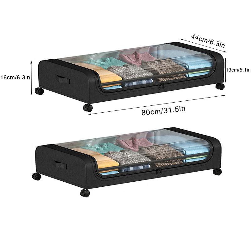 Under Bed Storage Box with Wheels Large Capacity Dust Proof Quilt Clothes Storage Bag Bedroom Toy Sundries Pulley Organizing Box