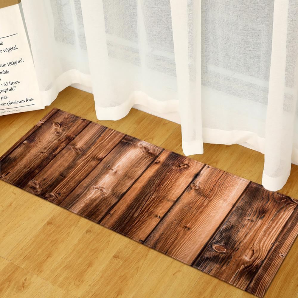Wood Grain Household Door Mat Kitchen Absorbent Strip Bathroom Non-Slip Floor Mat Living Room Bedroom Carpet