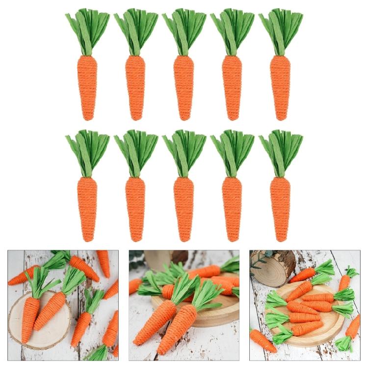 10Pcs Artificial Carrots Mini Simulation Carrots Realistic Faux Carrot Ornaments for Home Easters Party Table Decoration