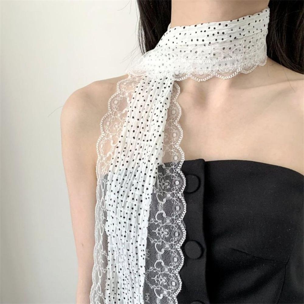 Polka Dot Long Slim Neckerchief Long Slim Spring Summer Scarf Fashion Lace Scarf Women