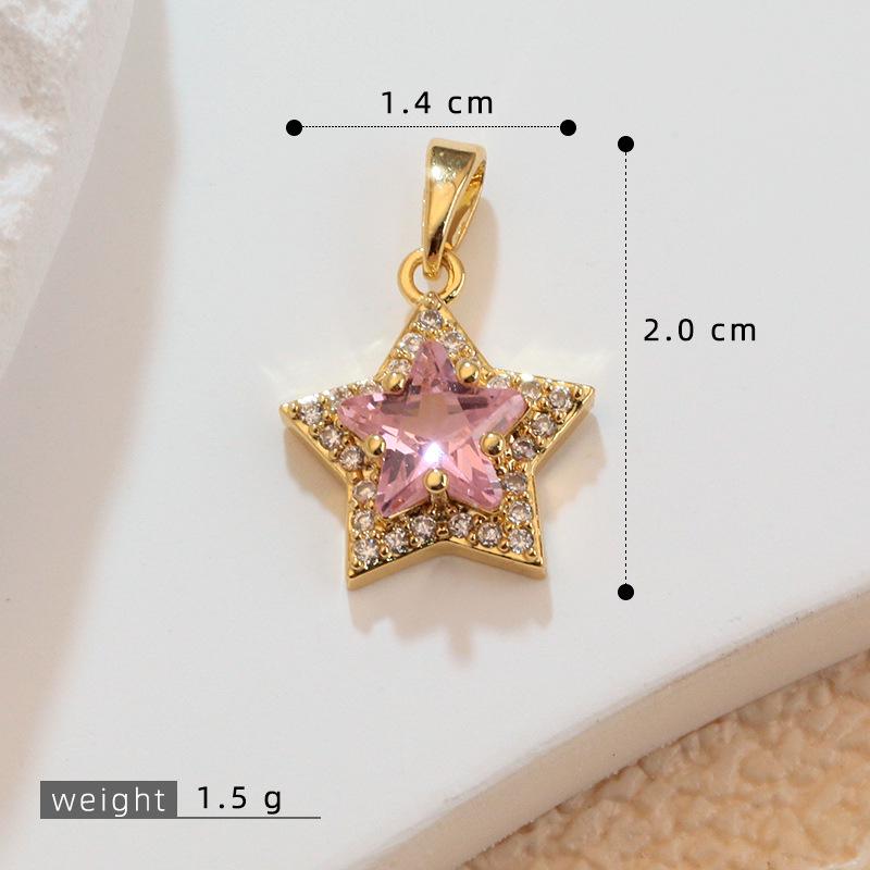 18k Gold-Filled Micro-Paved Zircon Star Pendant DIY Necklace & Earring Materials