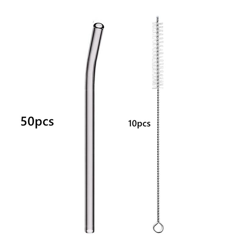50PCS 20cm Reusable Straws Glass Drinking Straws Multi-color Eco-Friendly Straws for Cocktail Smoothies Bar Accessory Barware