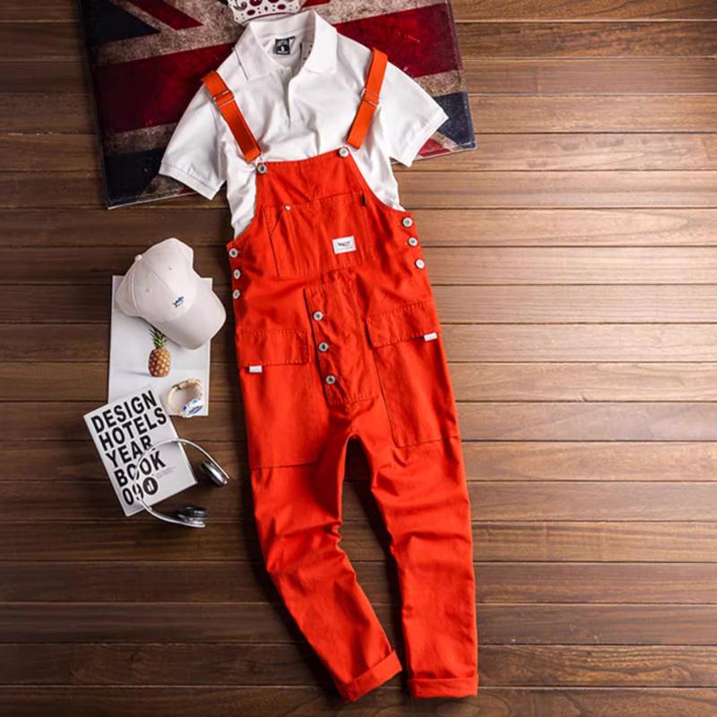 Retro Casual Jumpsuit for menn Løs overall med flere lommer. Kjeledress for menn