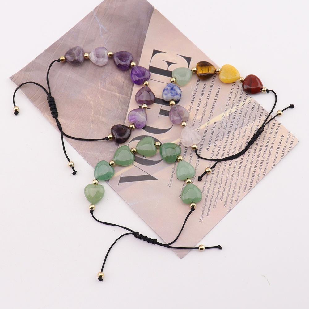 Natural Stone Crystal Colorful Braided Bracelet Chakra Natural Crystal Yoga Love Braided Bracelet B109