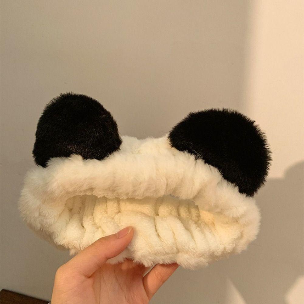 Cartoon Plüsch Stirnband Felliges Make-up Kopfschmuck Niedlicher Panda Haarreif Mädchen