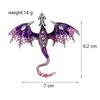 Men Women Dragon Brooch Pin Vintage Crystal Rhinestone Domineering Dragon Flying Pins Clip Lapel Suit Brooches