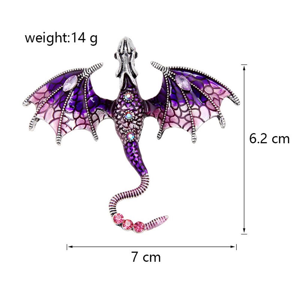 Men Women Dragon Brooch Pin Vintage Crystal Rhinestone Domineering Dragon Flying Pins Clip Lapel Suit Brooches