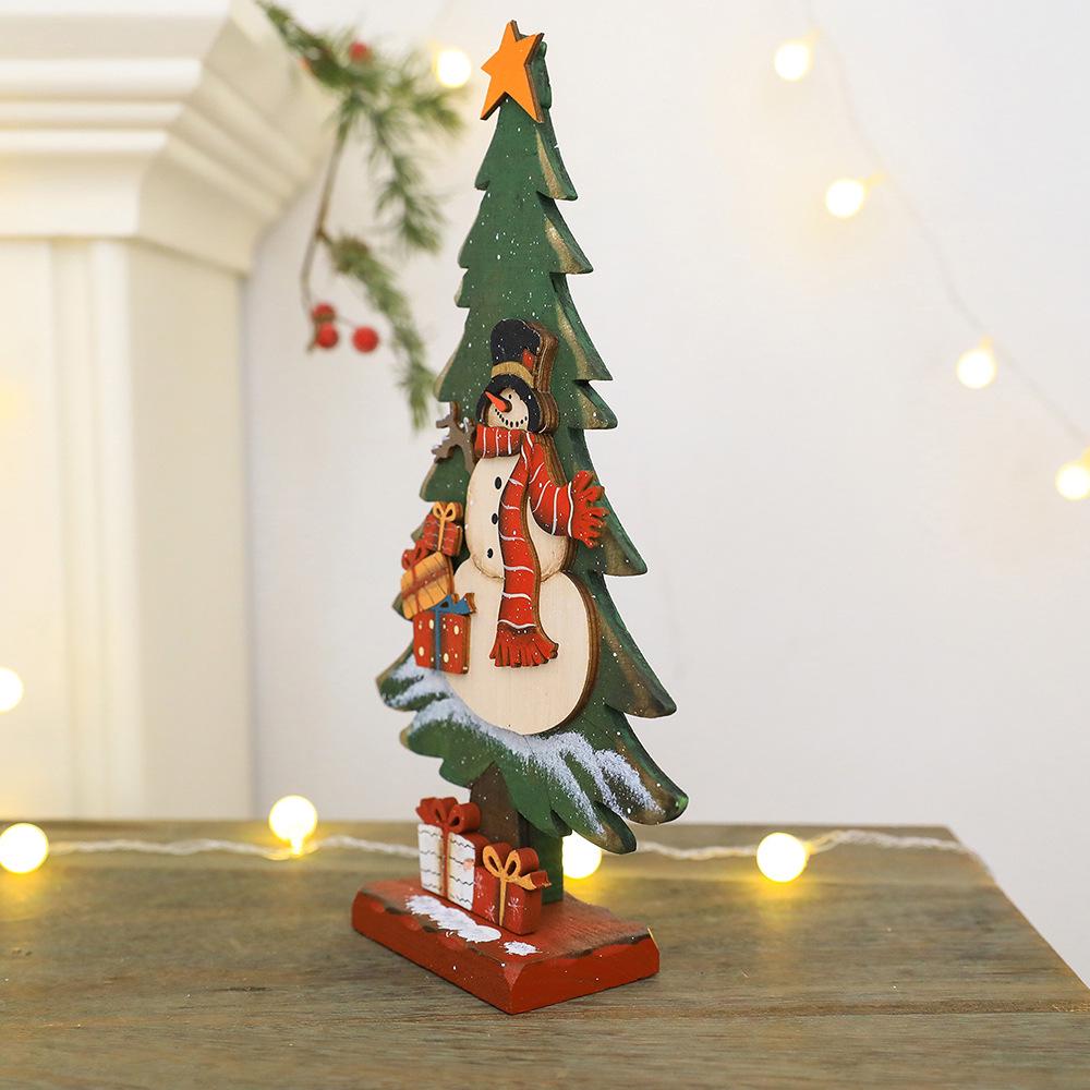 Ornamenti Natalizi Retro in Legno con Albero di Natale e Pupazzo di Neve per Decorazioni Domestiche