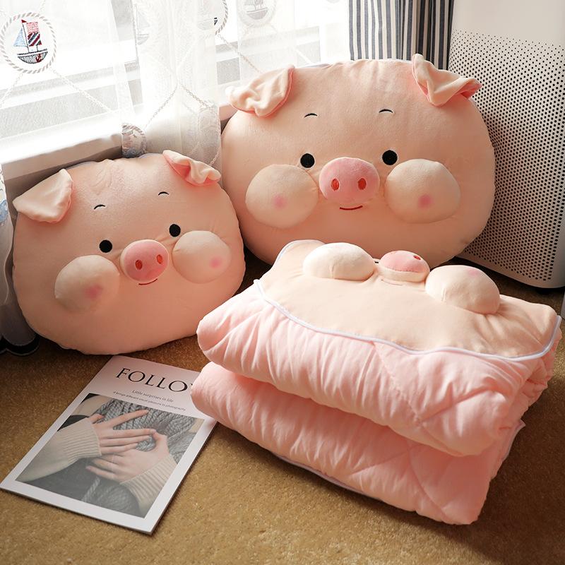 Piglet Throw Pillow and Quilt Dual-purpose Midday Rest Pillow Office Nap Pillow Air Conditioner Blanket Two-in-one Car Thickened 35cm