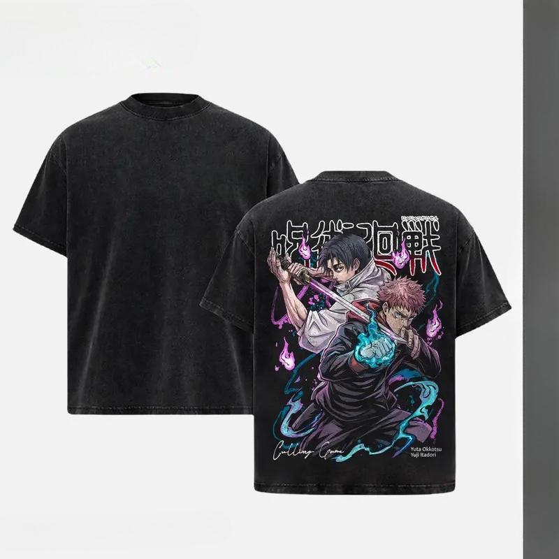 

Anime Jujutsu Kaisen Itadori Yuji Okkotsu Yuta Graphic T Shirt Men Women Clothing Cotton Tshirt Washed T-shirt Harajuku Tops XXL чорний