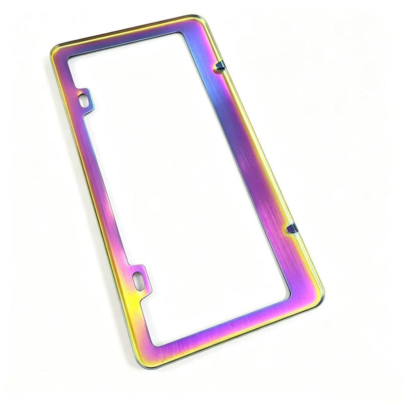 2 Pcs Stainless Universal US Model License Plate Frame Steel Front And Rear Metal Car License Plate Frame Label Cover Screw Cap License Plate Covers