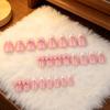 24Pcs Pink Bow Women Press on Nails, Faux Pearl Almond Stick-on Fake Nails, French Tip Glue on False Nails for Office Date Party Wedding