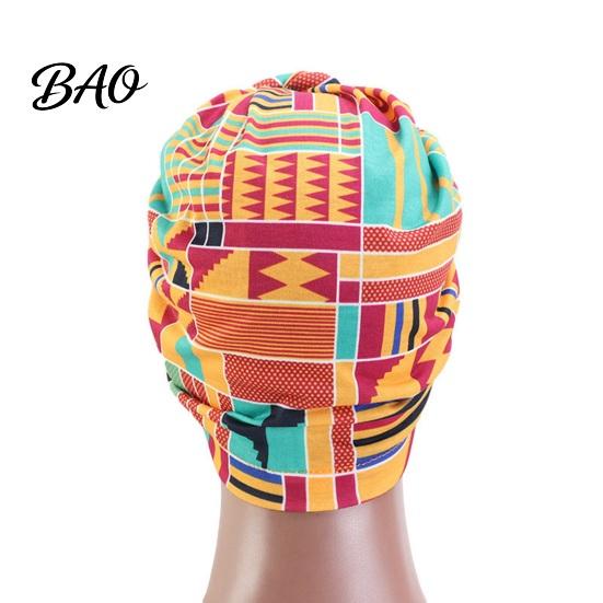 Regulowany Turban dla Kobiet, Styl Bohemian Wirujące Kwiaty Wzór Kwiatowy Nakrycie Głowy, Geometryczny Wzór Chusta na Głowę z Węzłem z Przodu Opaska na Głowę
