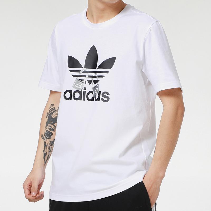 Adidas Originals Clover Vday Tee With Uni Logo Print Round Neck Short Sleeve Men Tops White H07084