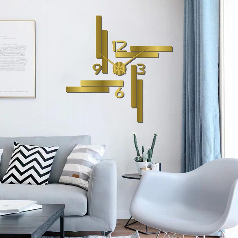 Personalized Diy Wall Clock Entrance Study Room Art Clock Free Punch Clock Nordic Silent 3D Wall Sticker Three-dimensional