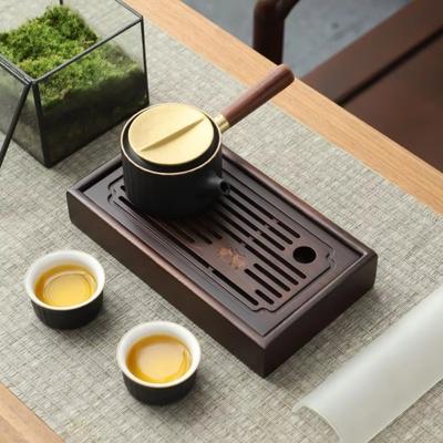 Japanese Zen Small Tea Serving Tray Natural Bamboo Drainage Tea Board for Office Desk Minimalist Wooden Tea Table Accessories