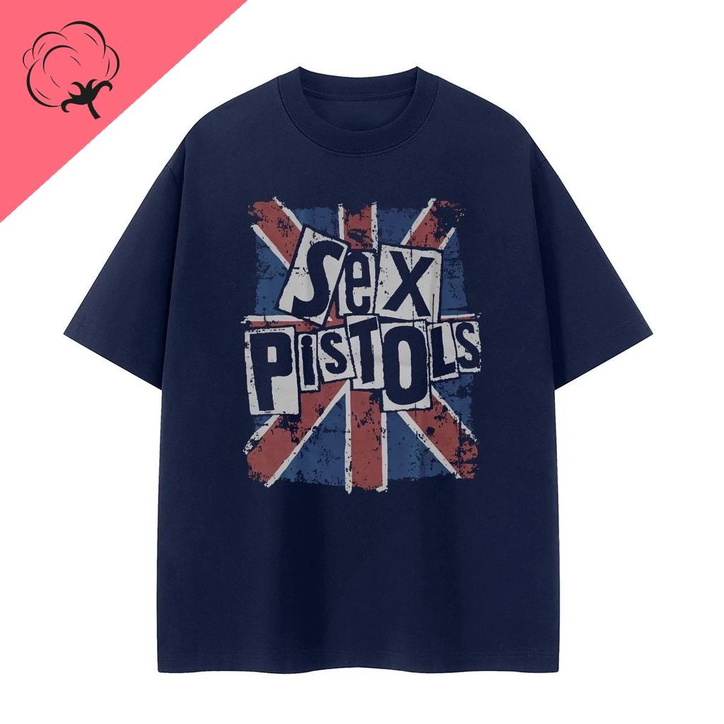 Sex Pistols Sex Pistols Retro American Street Sense Grey VTG Rock Mens Summer Shortsleeved Tshirt
