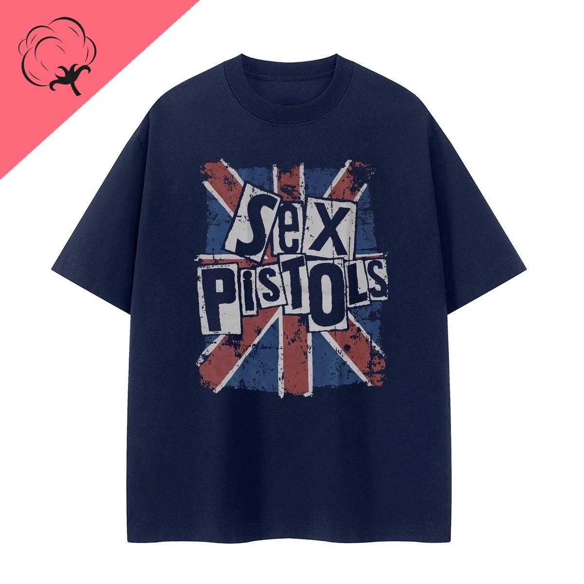 Sex Pistols Sex Pistols Retro American Street Sense Grey VTG Rock Mens Summer Shortsleeved Tshirt S