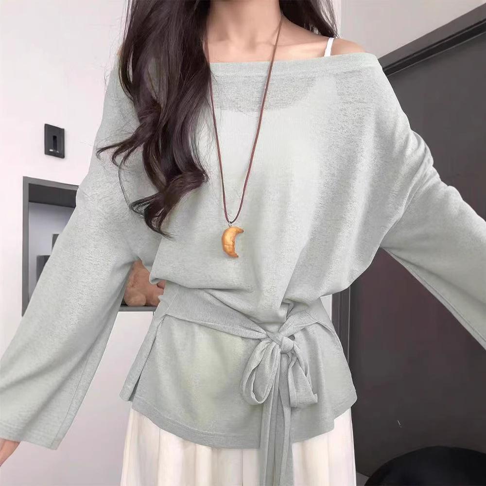 

2025 Women s Green Ice Silk Sun Protection Cardigan - Summer Micro-Transparent Off-Shoulder Waist-Hugging Top M світло-зелений колір