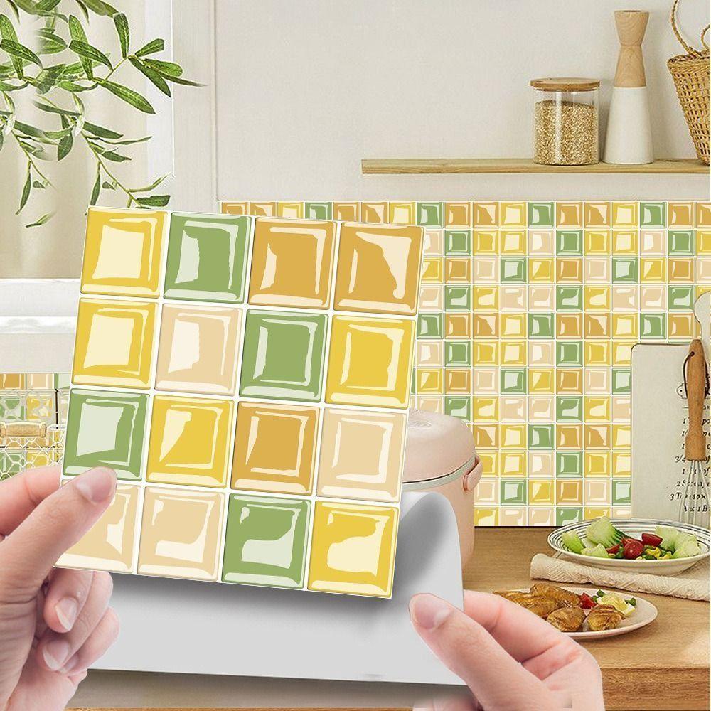 10 Pezzi 10x10CM Piastrelle Mosaico Adesivo Murale PVC Impermeabile Mosaico Cristallo Piastrelle Adesive Autoadesive Creatività Mattoni Piastrelle Adesive