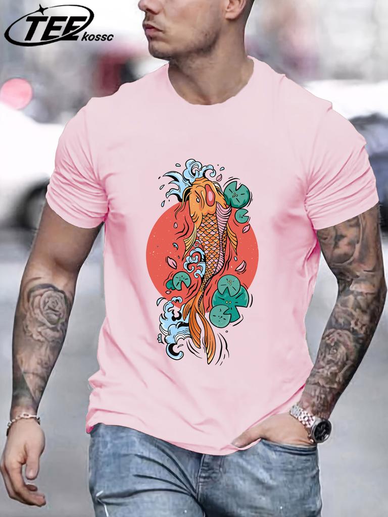Harajuku Japan Tokyo Koi Printing TShirt Men Oversize Cotton T Shirts Trendy Retro Tops Casual AllMatch Unisex Short Sleeve