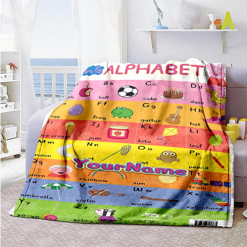 Peppa Pig Personalized Name Blanket Cozy Personalized Blanket Soft & Cozy Throw For Bed Seaside Picnics Livingroom Ideal for All Seasons