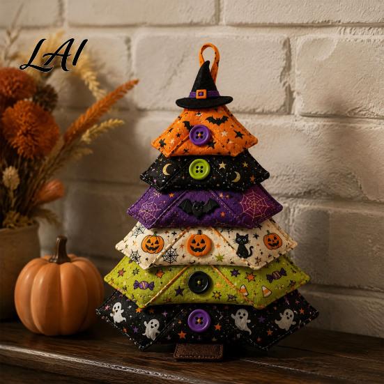 Sztuka Tekstylna Dekoracje Halloweenowe Zestaw do Szycia Pikowana Tkanina Drzewko Rzemiosło Szyciowe Impreza Dekoracje do Prezentacji Ręcznie Robiona Ozdoba Świąteczna Wisząca na Święta