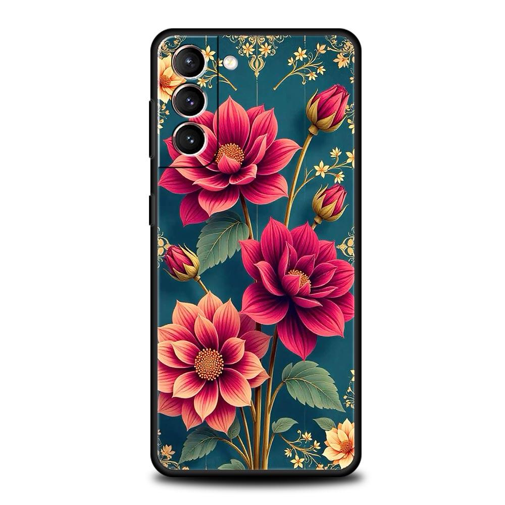 Abstract Plants Flower Phone Case for Samsung Galaxy S26 S25 S24 S23 S22 S20 S21 FE Ultra S25 Edge Plus 5G Soft TPU Cover Capas