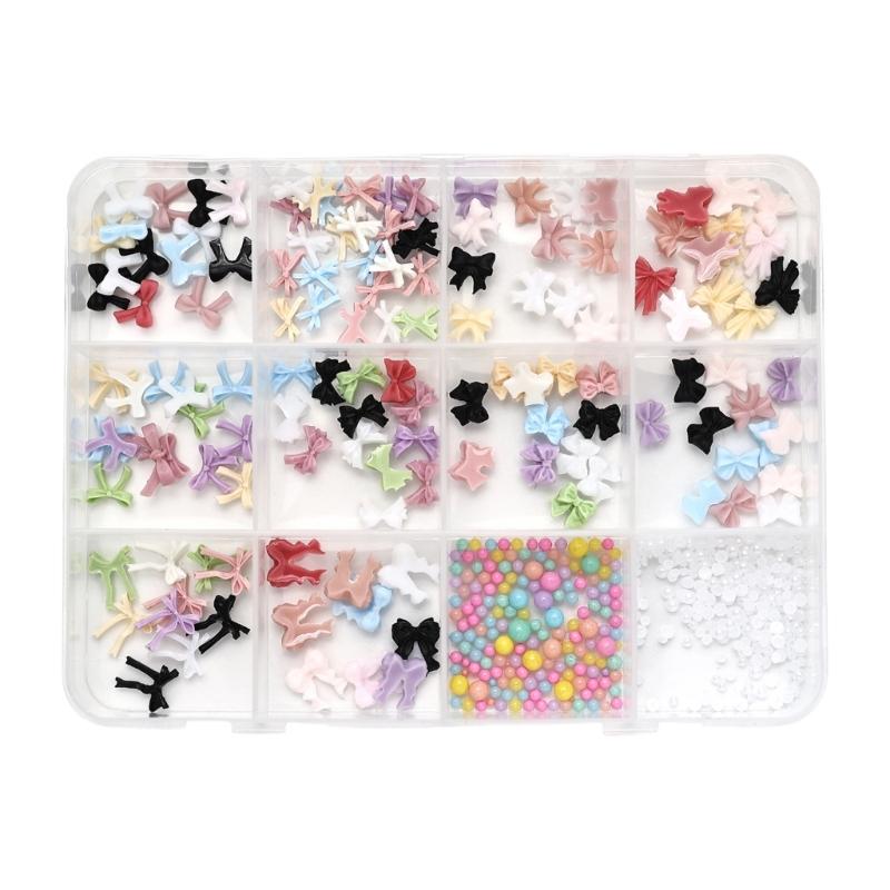 Colorful Nail Accessories Resin Nail Rhinestones for Manicure DIY Crafts Jewelry Bows Butterfly Heart Nail Art Charms