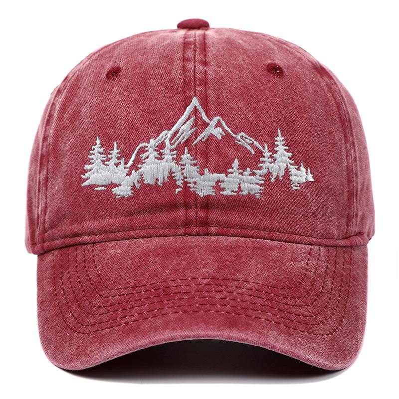 TEMU Mountain Forest Embroidered Flat Cap: Men's Outdoor Hiking & Fishing Hat, Women's Baseball Cap