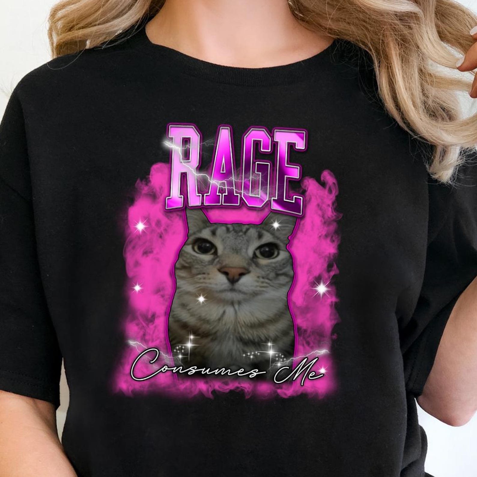 Silly Cat Shirt, Weird Cat Shirt, Funny Cat Meme Shirt, Rage Consumes Me Tee, Inappropriate Tshirt, Ironic Tees S