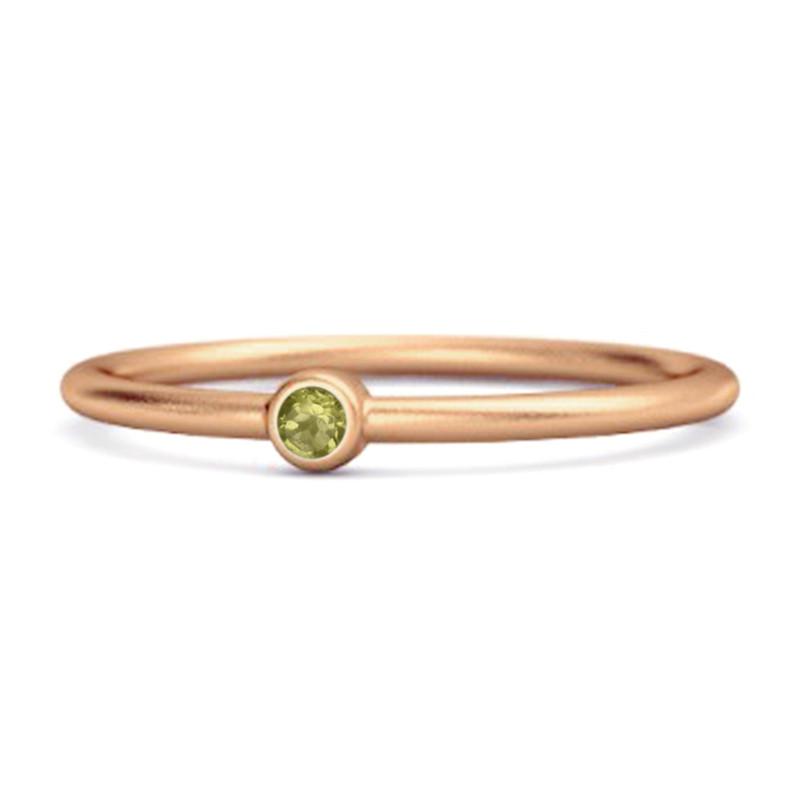 

Peridot Round Minimalist Bezel Set Ring -Sterling Silver 12 рожевий колір золота