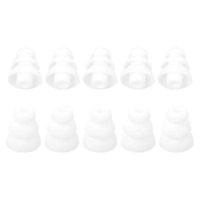 Uxcell 10pcs Soft Silicone Earbud Replacement Fits 5mm Triple Flange Noise Cancelling Ear for White Tips, Earplugs, Cushions, In-Ear Earphones,