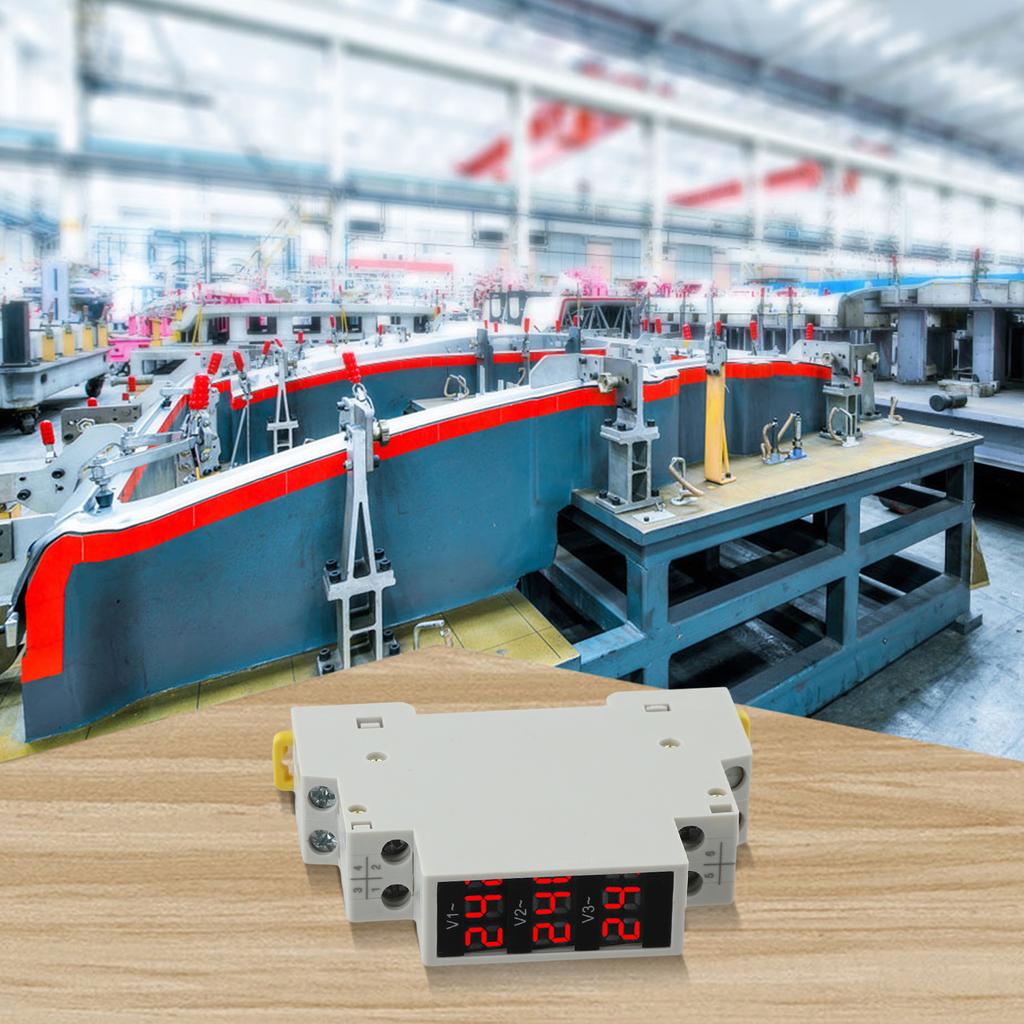 1pc BV-3R Three-phase Digital Voltmeter Din Rail Modular Voltage Meter AC80-500V 1VA For Electrical Cabinets Easy Installation