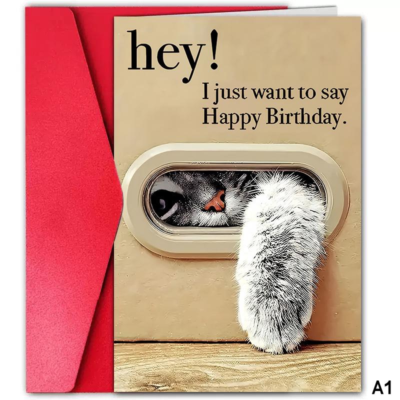 Cute Funny Cat Birthday Card Valentine'S Day Greeting Card Invitation Card With Envelope Unique Gift For Teachers Parents Friend